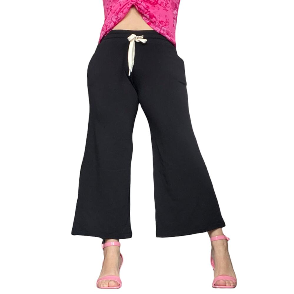 Sen Black Cropped Wide Leg Sweatpants Size XS